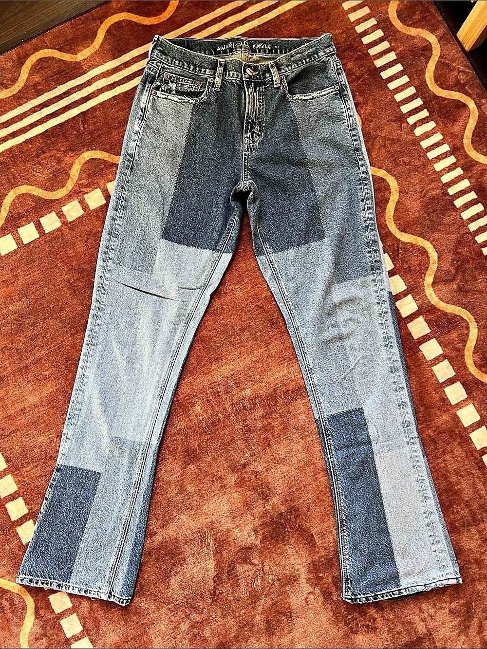 American Eagle 90s Bootcut Patchwork Jean Patchwork Jeans 4 Long